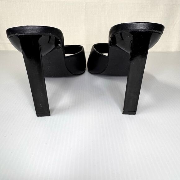 BP Square Toe Heels Women's 10M Black Peep Toe Triangular Heel Dressy Prom 90s - Picture 6 of 11